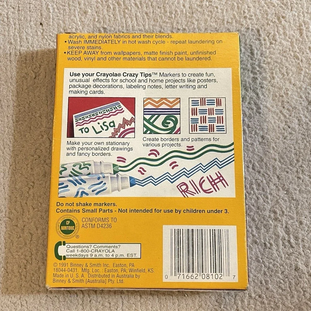 Vintage Crayola Washable‎ Crazy Tips Markers 6-Pack 1991